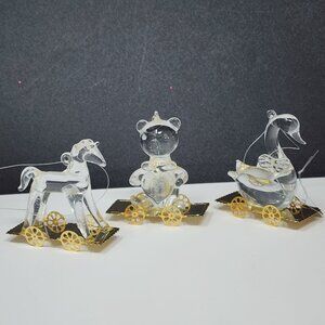 Silvestri Glass & Brass Christmas Ornament Train Duck Horse Bear Vintage